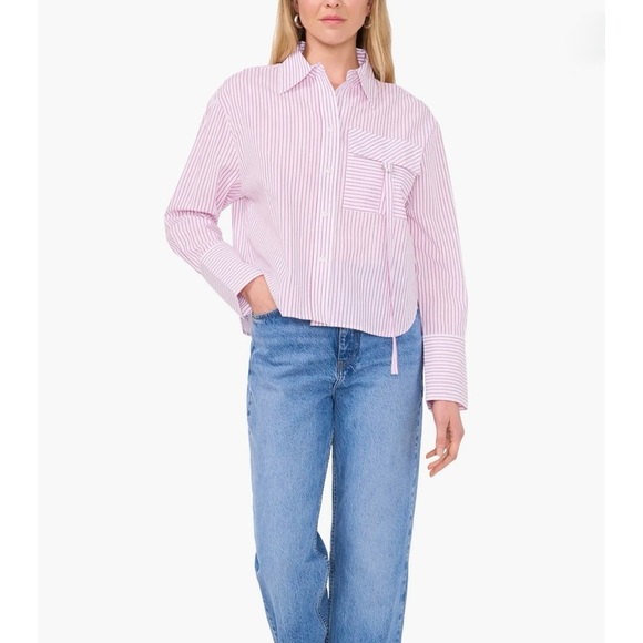 Parker Pin Striped Button Up Cotton Shirt Top size XS - Picture 4 of 12